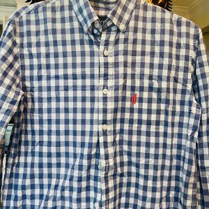 Johnnie O Boy's Cotton L/S Button Shirt Blue Gingham Check Plaid • size 16